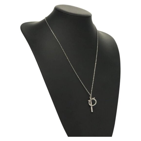 Salvatore Ferragamo Gancini Necklace metal Silver Auth - Picture 1 of 16